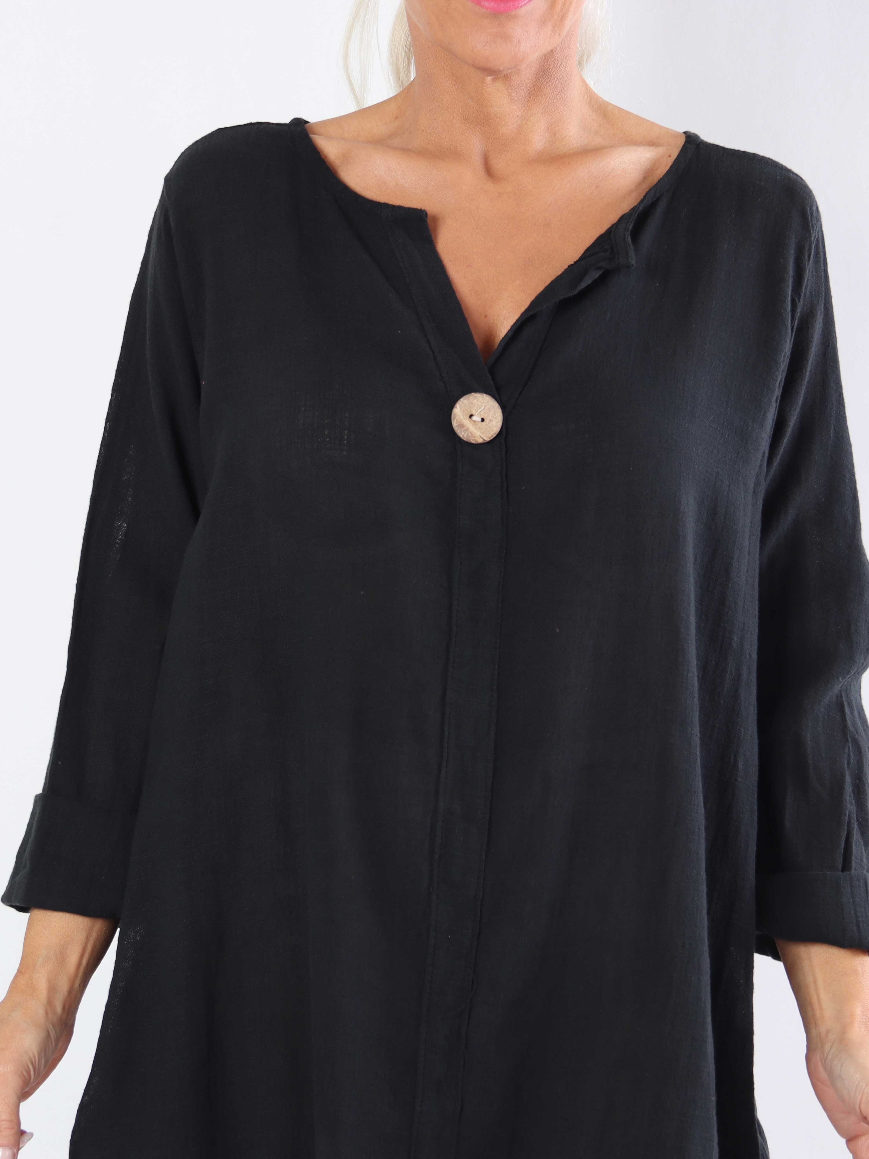 Arizona - Lang plus size bomuldskjole i hørlignende stof